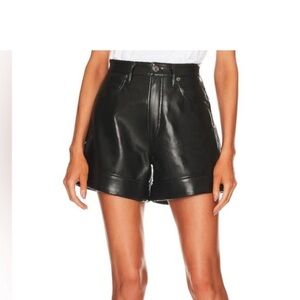 Agolde High Waist Black Leather Shorts